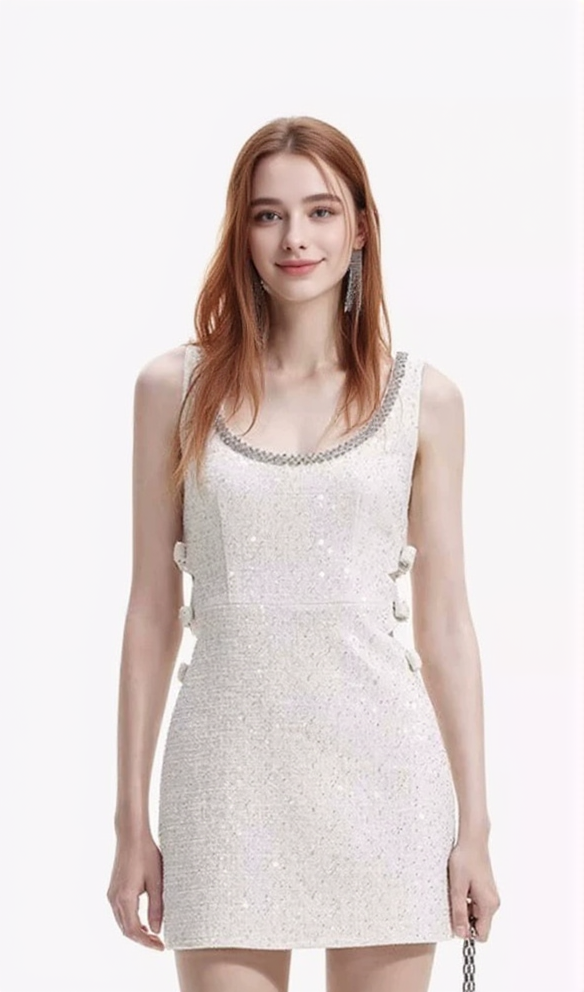 BOUCLE CUT OUT MINI DRESS