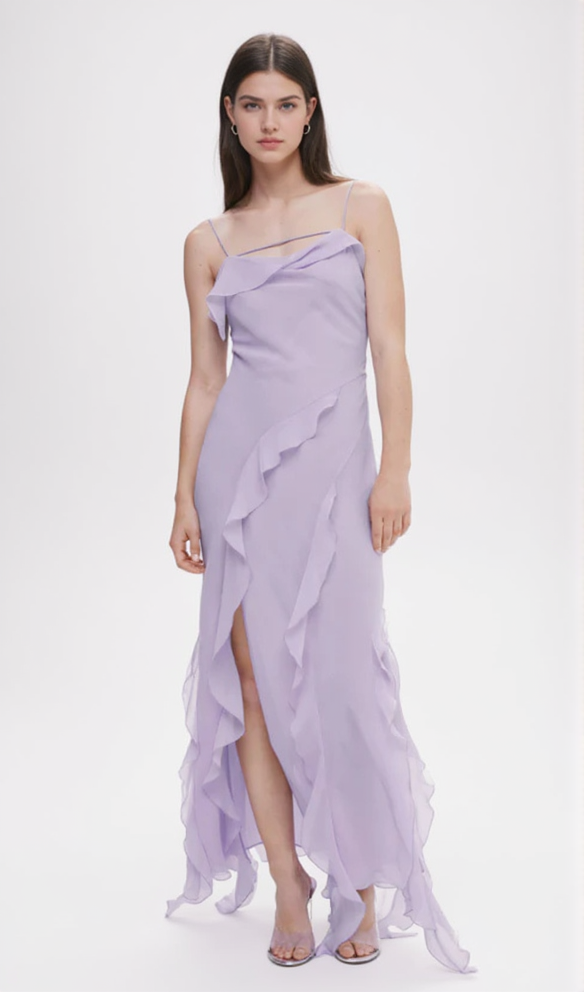 AIIZIE RUFFLED SLIT DETAIL MAXI DRESS IN BLUE - product image