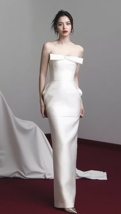 ALISA TUBE MIDI DRESS WITH BOW IN WHITE