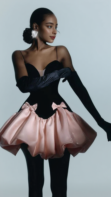 MINI ABITO BICOLORE CON FIOCCO VALERIE