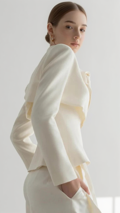 AURORA FLOWER DETAIL JACKET IN WHITE