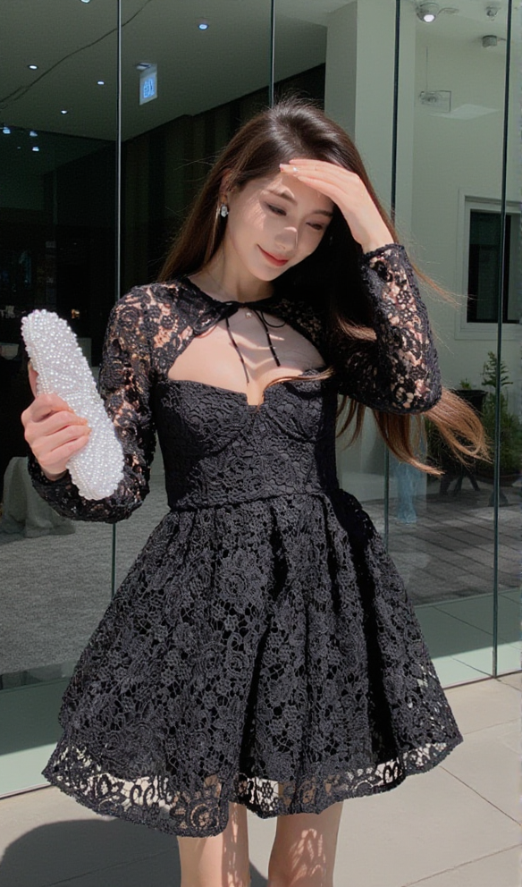 AIIZIE LACE TIE-NECK MINIDRESS - product image