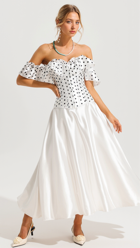 SUZANNE GRAUES POLKA DOT OFF-SHOULDER-KORSETT
