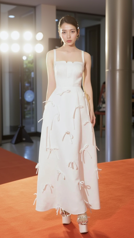 BOW EMBELLISHED MAXI DRESS