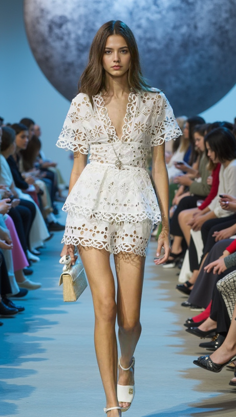 MAGGIE WHITE LAYERED CUT OUT LACE TOP SHORTS SUIT