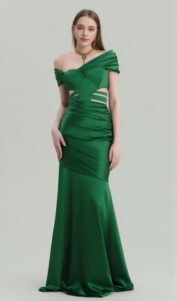AIIZIE CHESNA GREEN HEART BANDAGE MAXI DRESS - product image