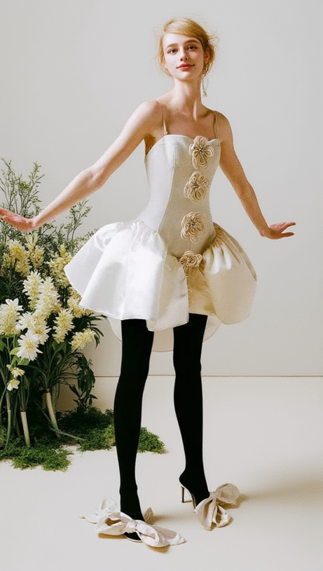 CHERYL FLOWER EMBELLISHED MINI DRESS