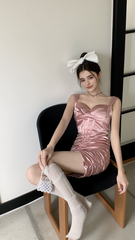 CUSI CORSET RUCHED MINI DRESS IN PINK