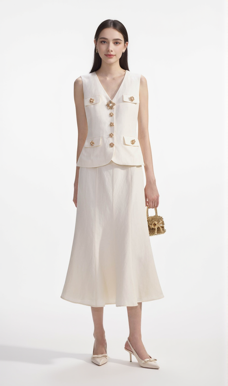 ABITO MIDI IN LINO CREMA