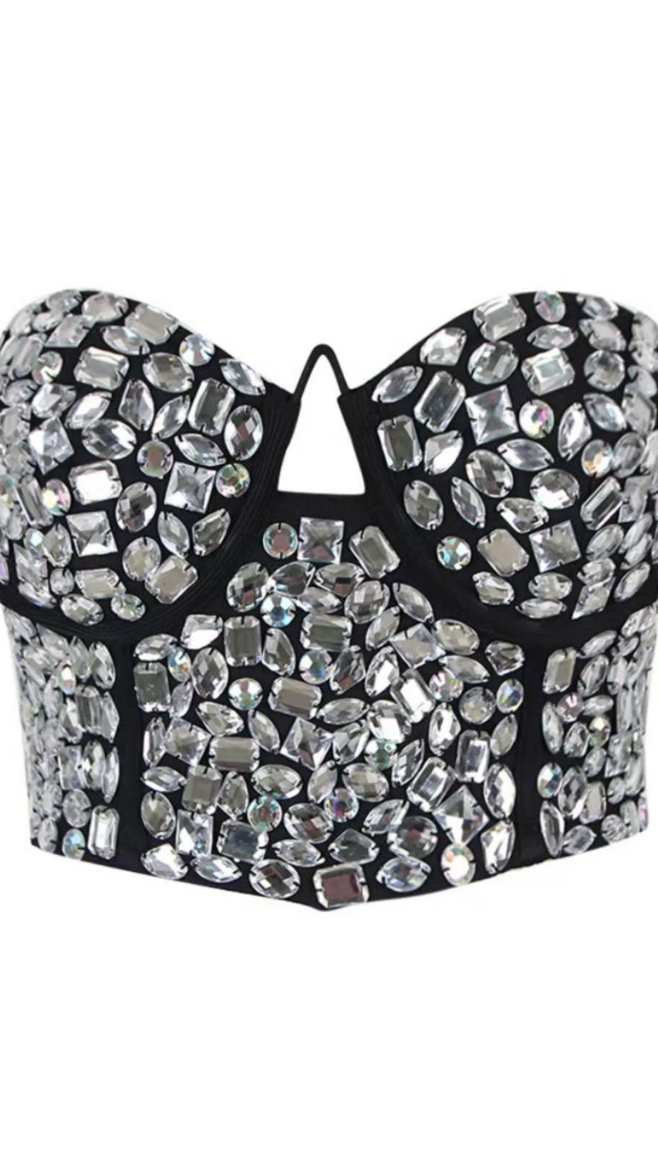 CRYSTAL EMBROIDERED BUSTIER TOP