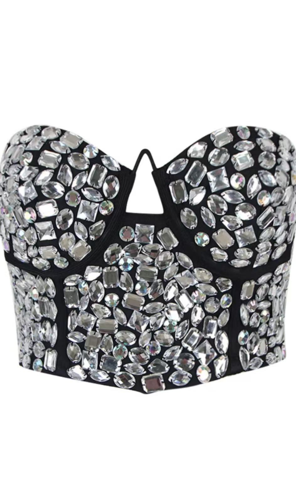 CRYSTAL EMBROIDERED BUSTIER TOP