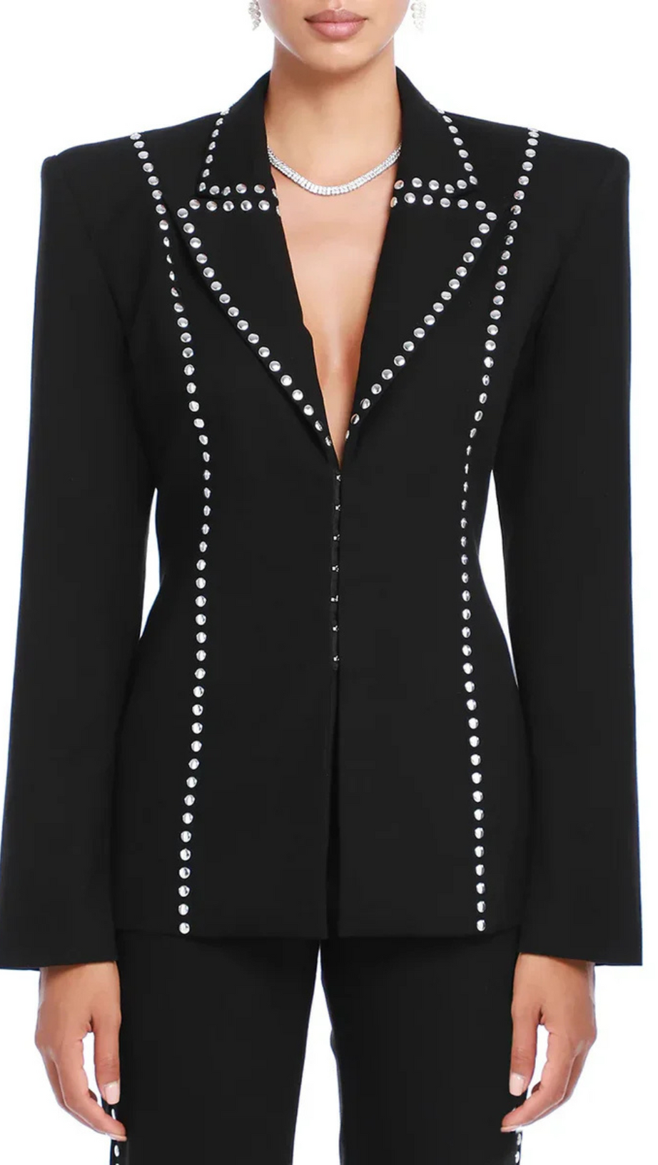 DEBORAH BLACK SCARF-DETAILED WOOL CREPE BLAZER SET