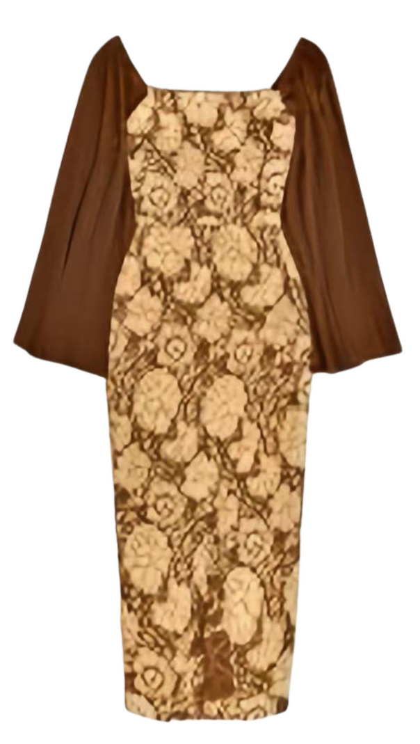 AIIZIE SQUARE COLLAR JACQUARD BAG BUTTOCK SLIT DRESS - product image