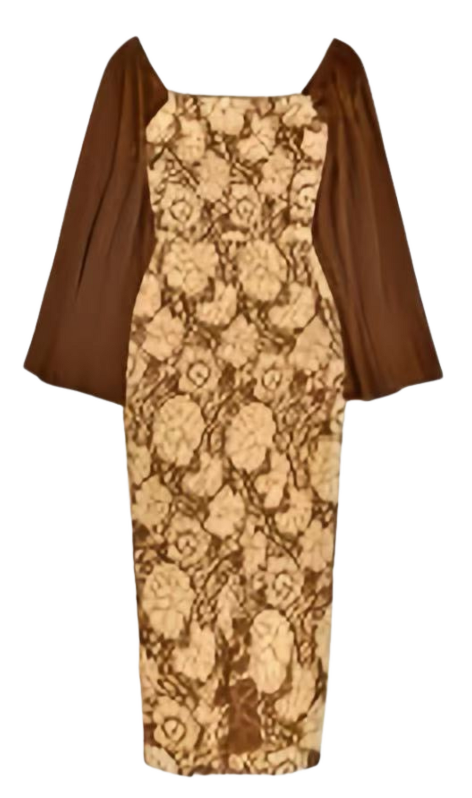 SQUARE COLLAR JACQUARD BAG BUTTOCK SLIT DRESS