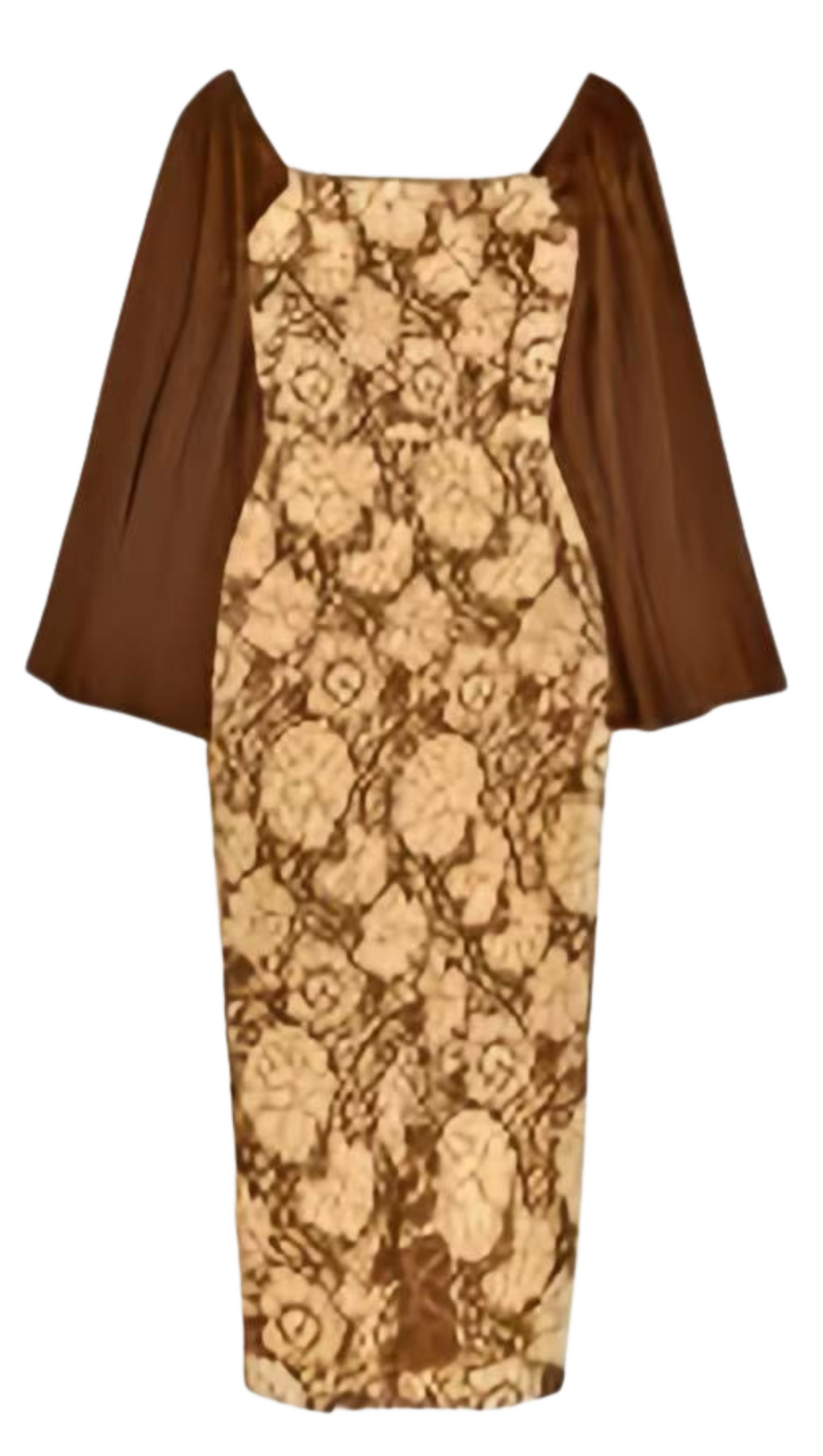 SQUARE COLLAR JACQUARD BAG BUTTOCK SLIT DRESS