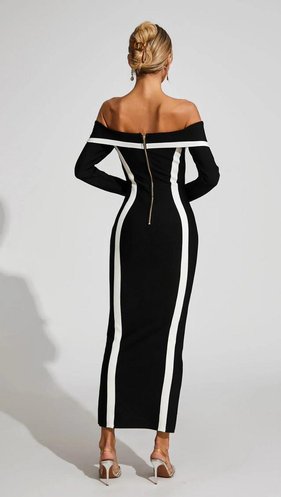 BLACK JANET OFF SHOULDER MAXI DRESS