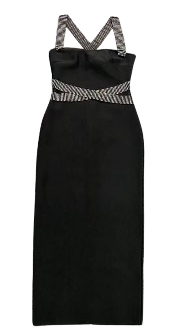 AIIZIE HALTER RHINESTONE MIDI DRESS - product image