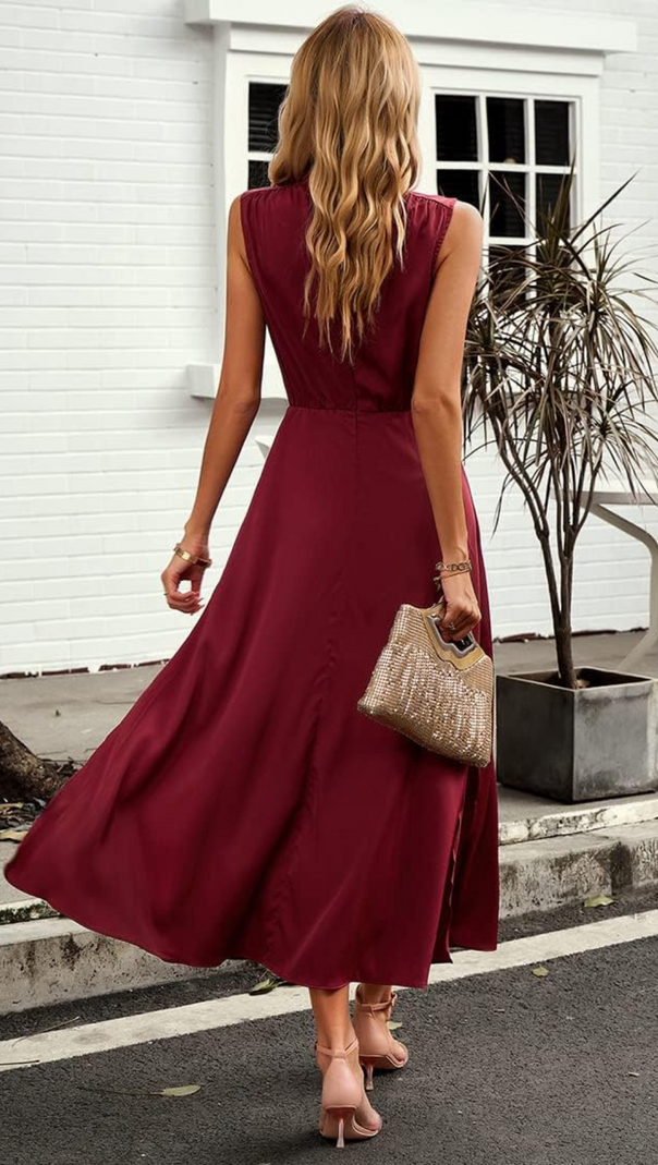 AIIZIE WINE SATIN MAXI DRESS - product image