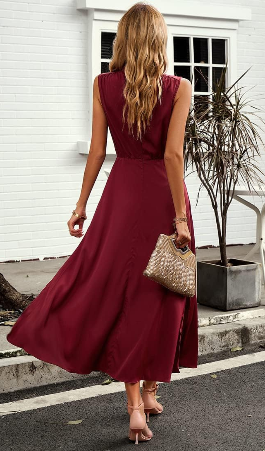 WINE SATIN MAXI DRESS