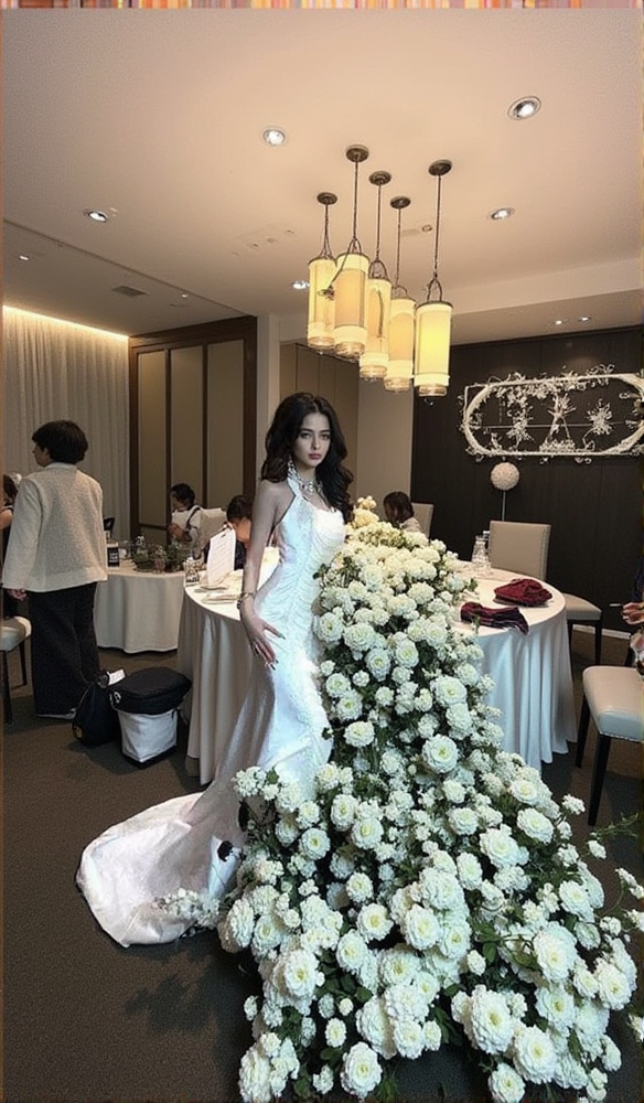 Neckholder-Satin-Meerjungfrauenkleid mit Perlen