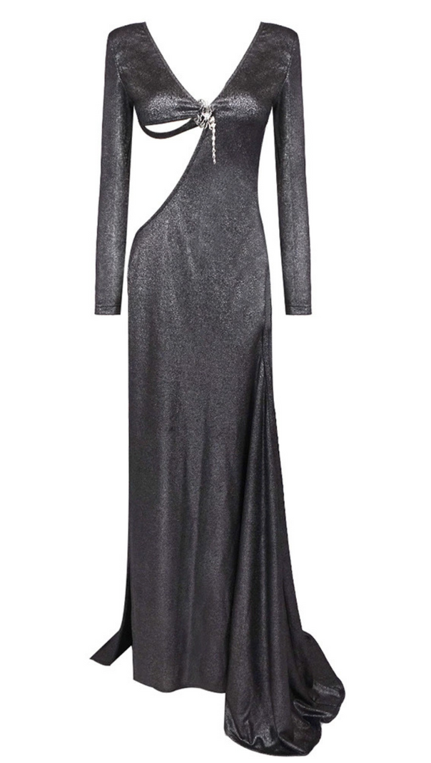 AIIZIE CUT OUT BACKLESS GOWN IN BLACK - product image