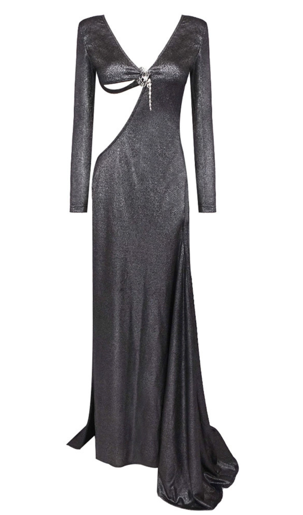 CUT OUT BACKLESS GOWN IN BLACK