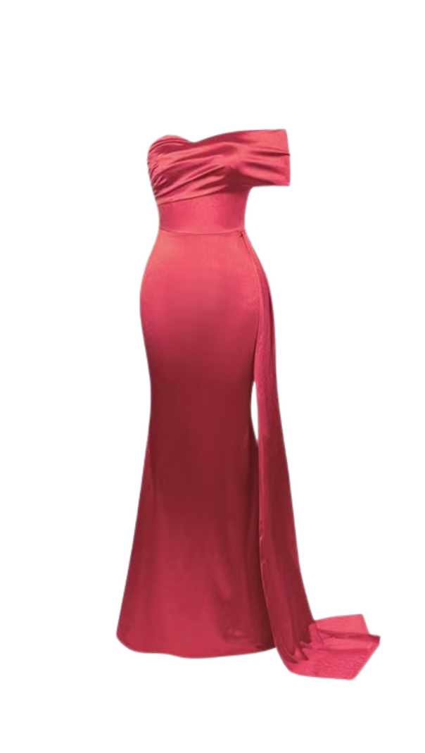 AIIZIE OFF-SHOULDER SOLID COLOR SLIM-FIT TUBE DRESS - product image