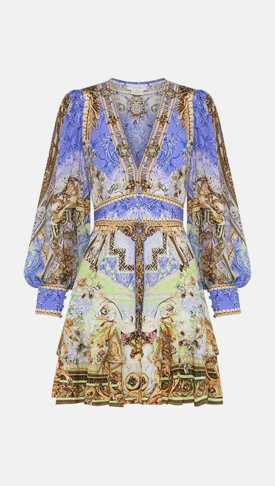 KLEID MIT KNOPFVERSCHLUSS VORNE, VERGOLDET