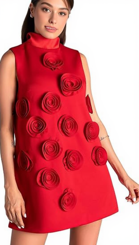 Hilary Rotes Etui-Minikleid mit Applikationen