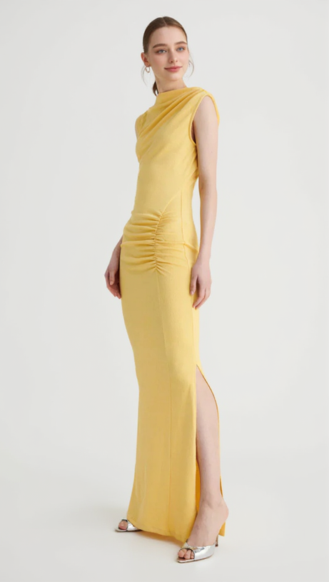 VEGA ROUCHED MIDI DRESS
