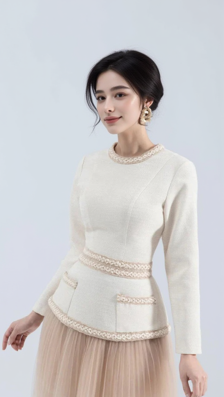 KAITY LAYERED SKIRT SET IN BEIGE