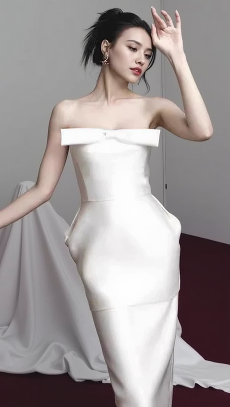 ALISA TUBE MIDI DRESS WITH BOW IN WHITE