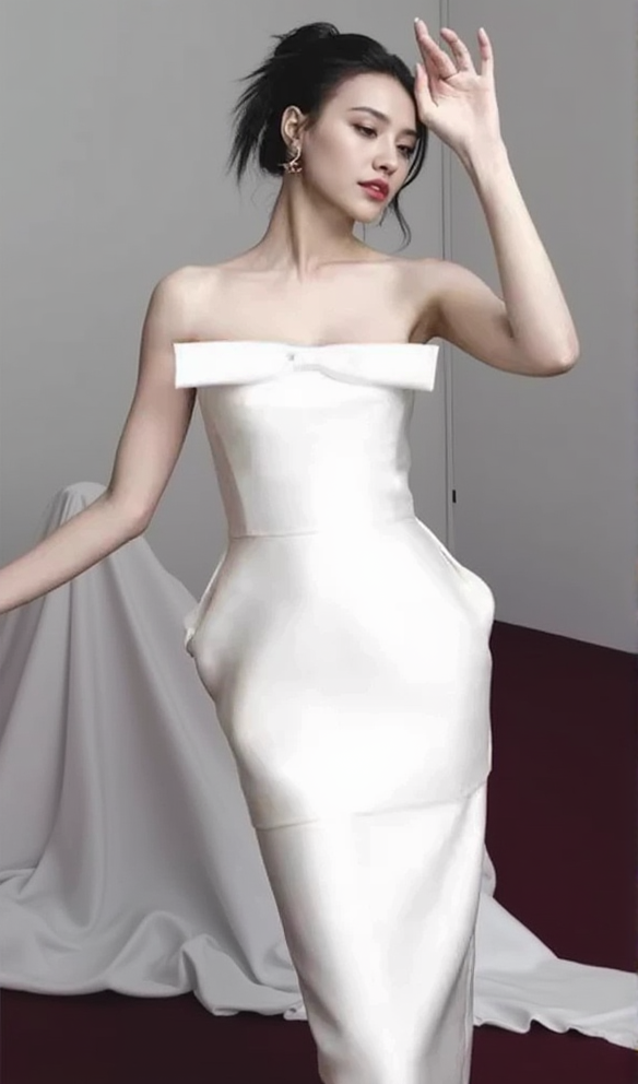 AIIZIE ALISA TUBE MIDI DRESS WITH BOW IN WHITE - product image