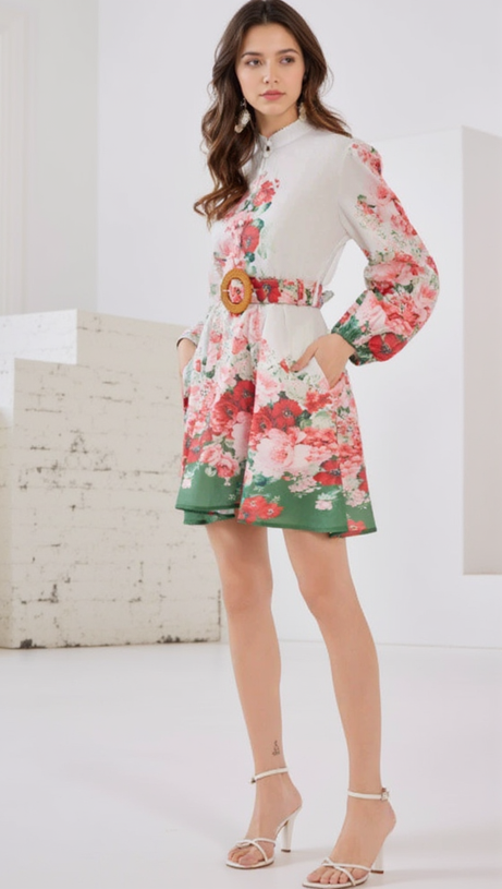 ISABELLA FLORAL PATTERN MINI DRESS