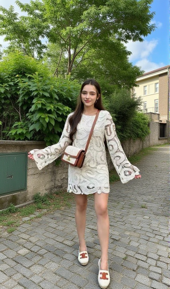 AIIZIE EUDORA PATERN KNIT HOLLOW MIN DRESS IN APRICOT - product image