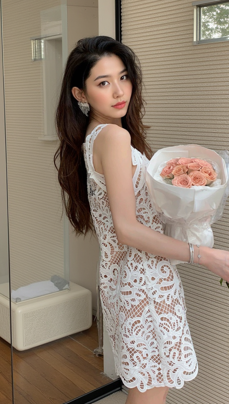 ODELETTE WHITE GUIPURE LACE MINI DRESS