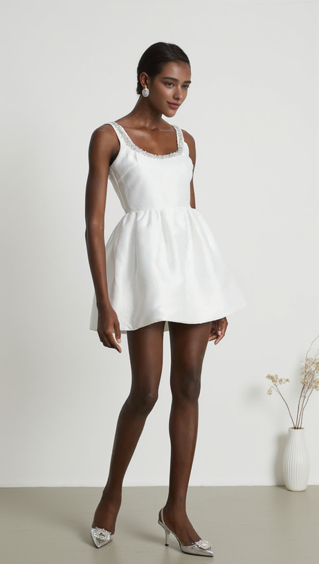 DOROTHY WEISSES TAFT-MINIKLEID MIT DIAMANTEN