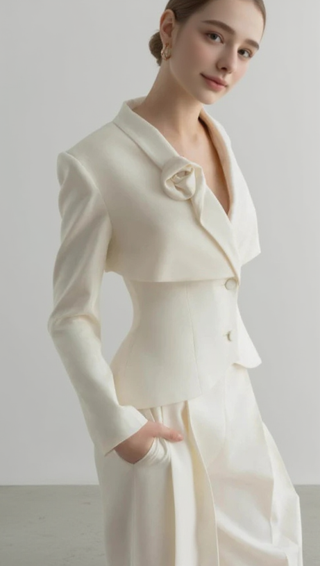 AURORA FLOWER DETAIL JACKET IN WHITE