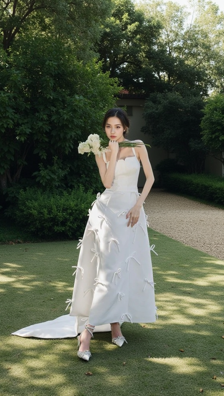 BOW EMBELLISHED MAXI DRESS