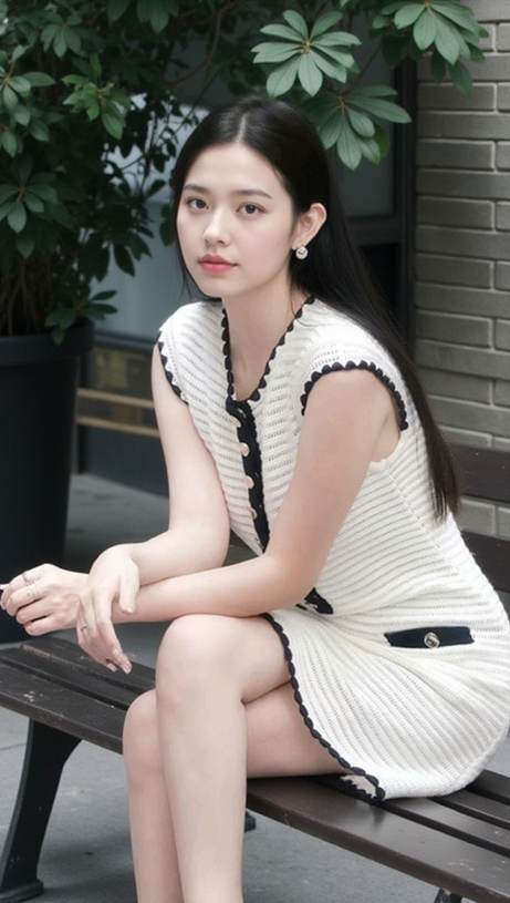 PANDORA 8-KNOPF-WEISSES ÄRMELLOSES HÄKELKLEID