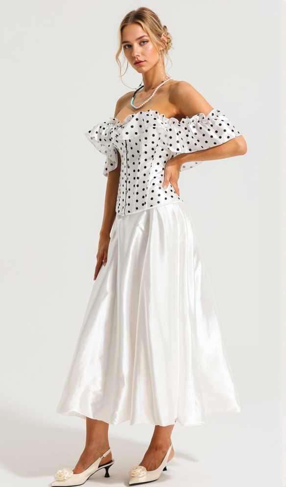 SUZANNE GRAUES POLKA DOT OFF-SHOULDER-KORSETT