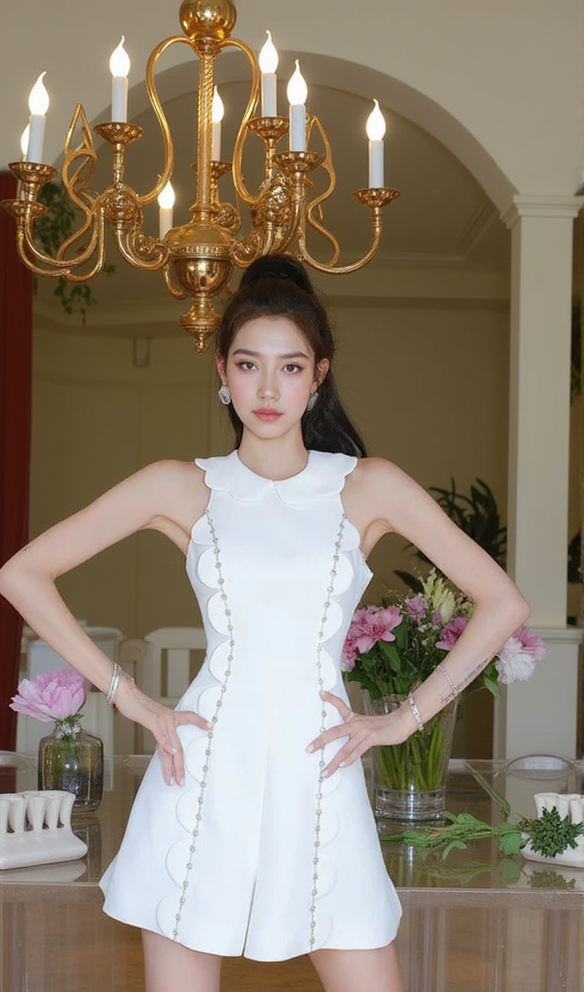 AIIZIE CHAYA WHITE SLEEVELESS RHINESTONE EMBELLISHED ROMPER - product image