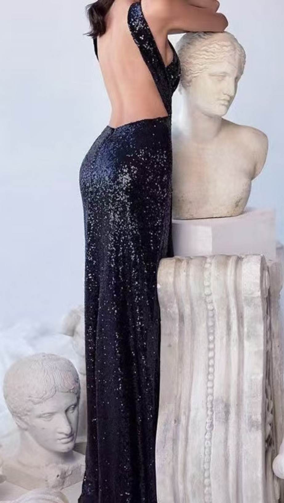 SEQUIN HIGH SLIT CUTOUT DRESS