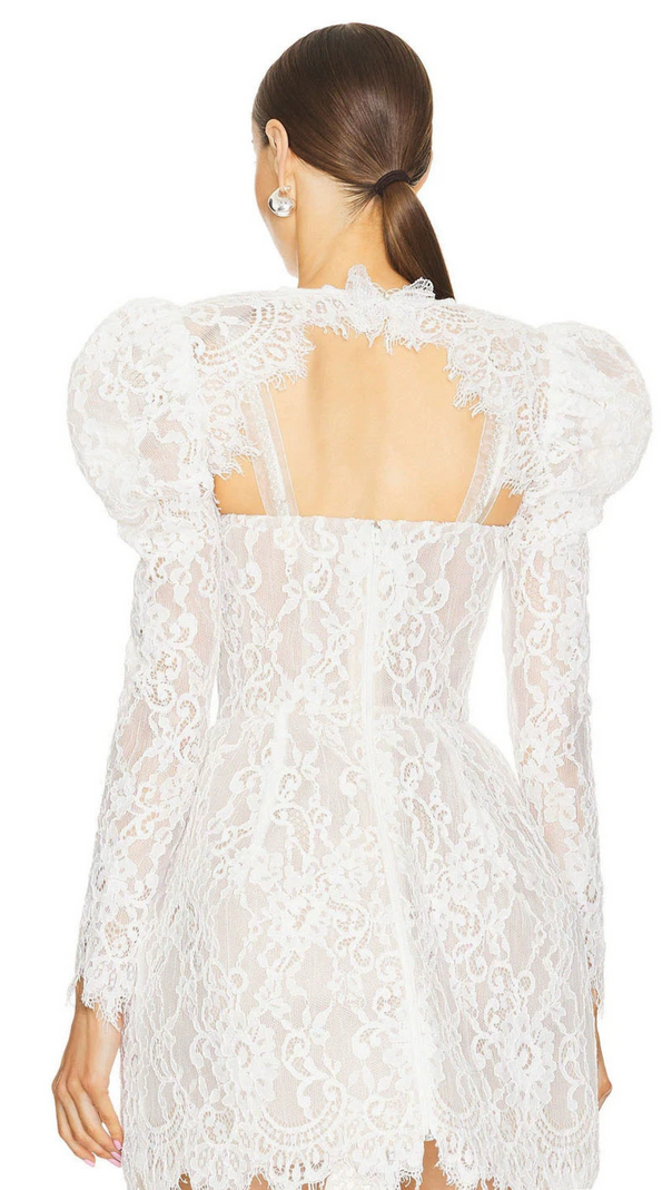 AIIZIE SHARON WHITE CUTOUT LACE BOLERO SKIRT SUIT - product image