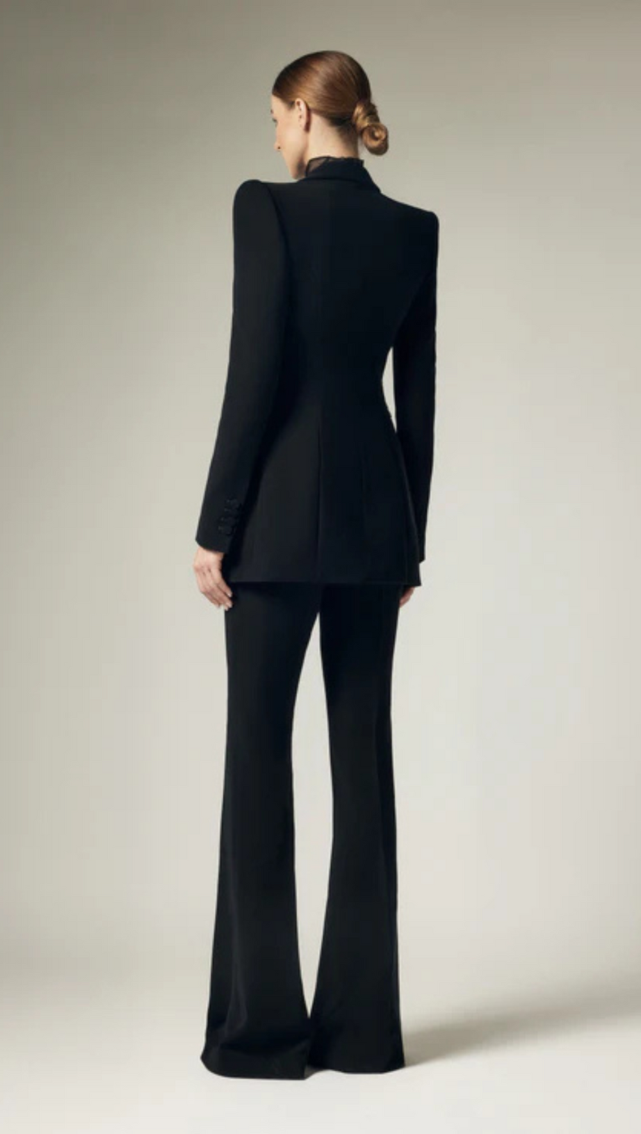 BLACK BEADED DIAMOND-ENCRUSTED BLAZER TROUSERS SET