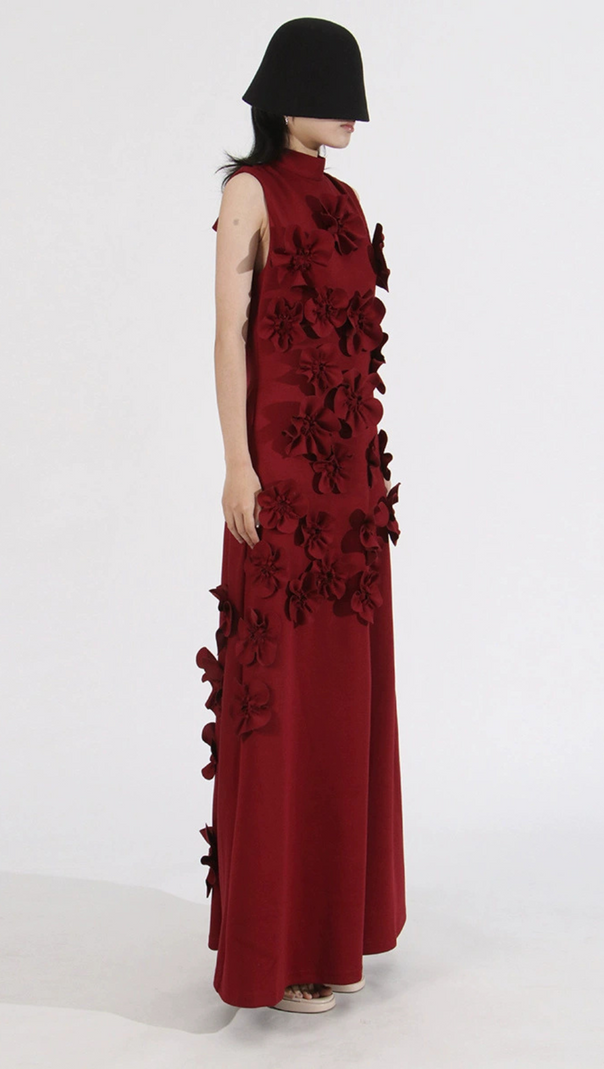 AIIZIE ANNONA PURPLE FLOWER EMBELLISHED MAXI DRESS - product image