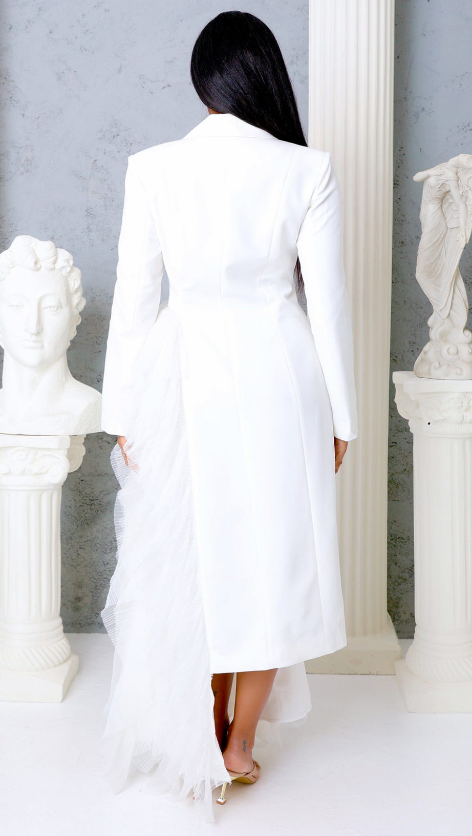 DATAYA MESH PATCHWORK COAT IN WHITE