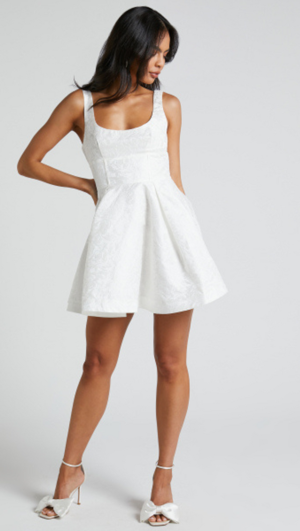 AIIZIE CORSET SCOOP NECK FIT AND FLARE DRESS - product image