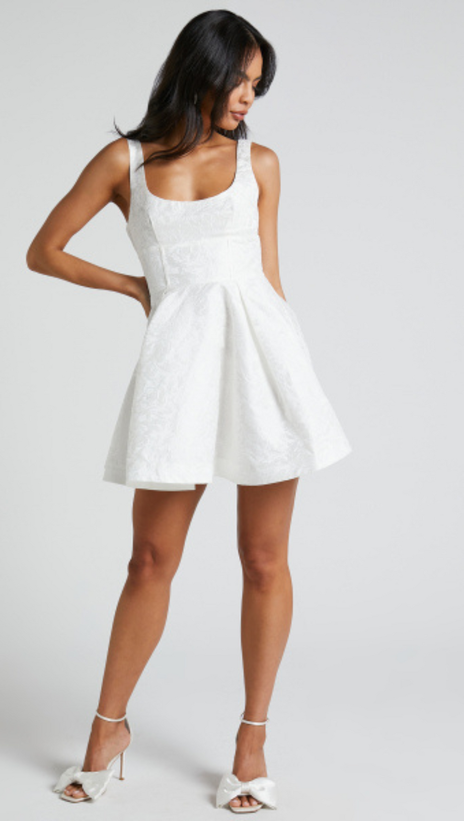 CORSET SCOOP NECK FIT AND FLARE DRESS