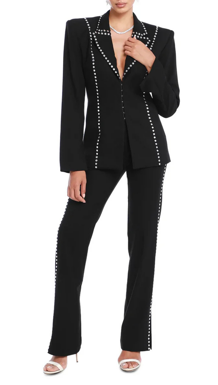 DEBORAH BLACK SCARF-DETAILED WOOL CREPE BLAZER SET